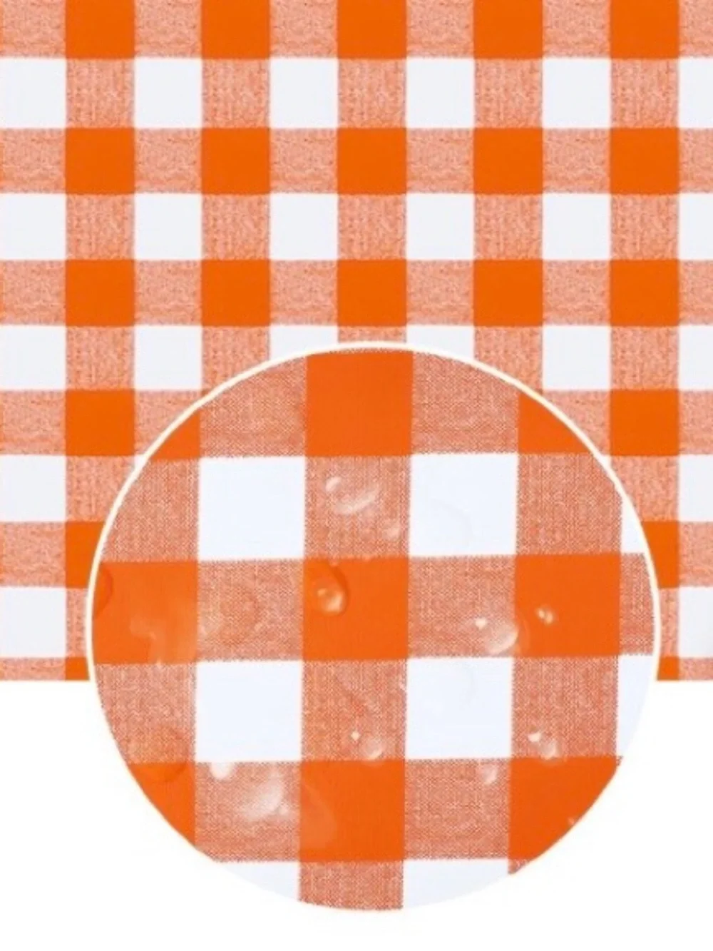 Gingham Tablecloth 100% Waterproof PVC Plastic Rectangular 54x108” ORANGE